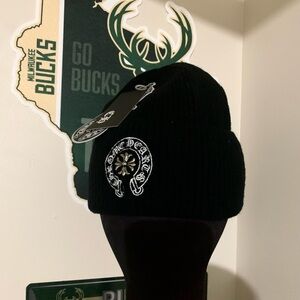 Chrome Hearts Black Beanie with Silver Detailing